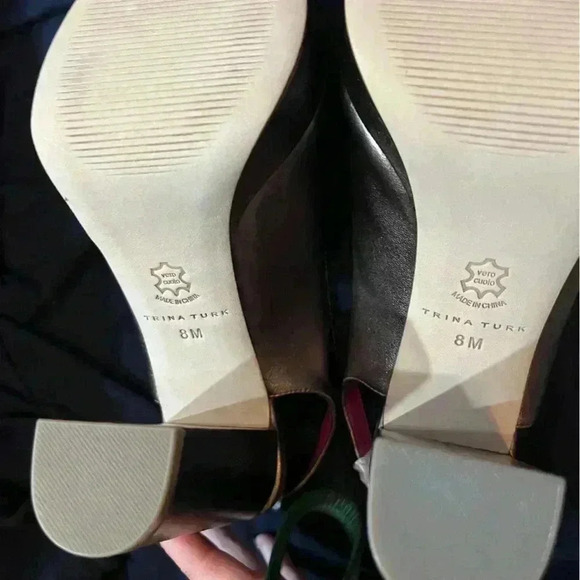 Trina Turk Leather Joni Platform Heels Bronze Size 8 Brand New - Picture 8 of 15